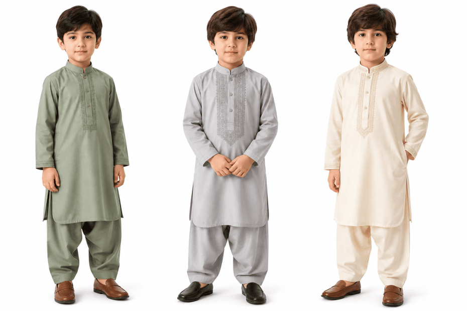 Matching Afghan traditional outfits for father and son – Cultural heritage.