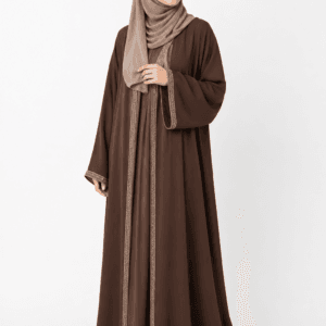 Minimalist luxury abaya and hijab set in premium crepe fabric by Fayez Store