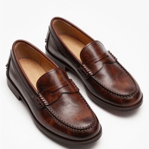 Premium hand-burnished brown leather men's Oxford shoes by Fayez Store